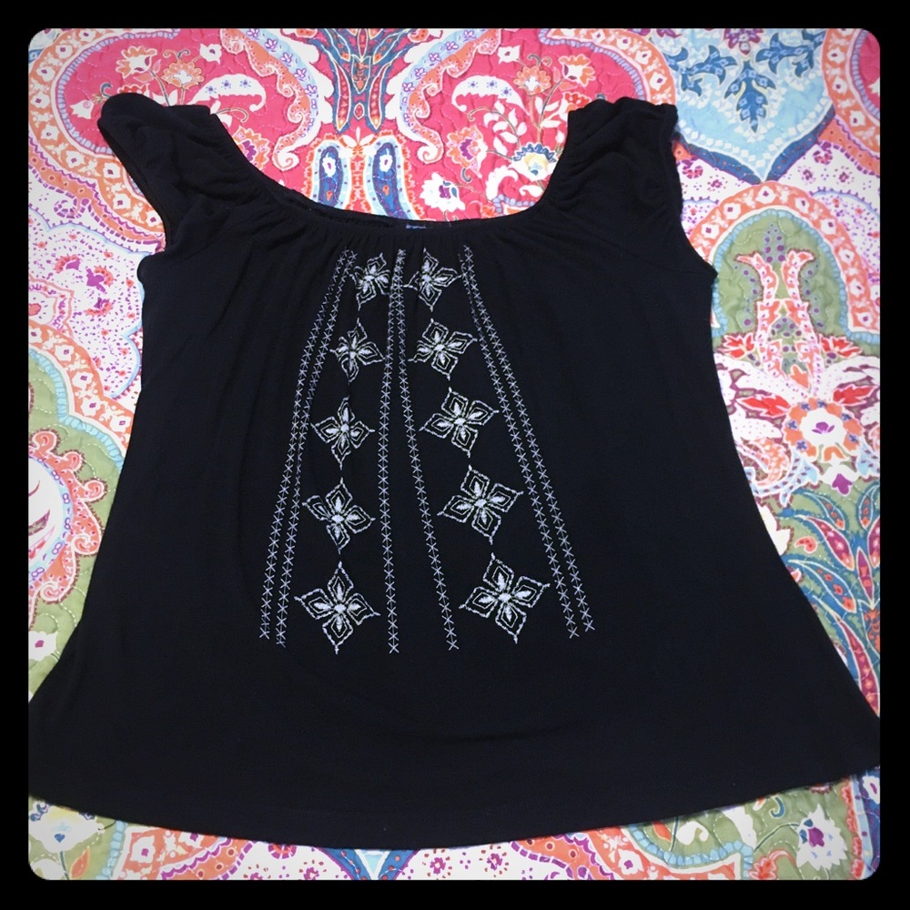 Black Boho style top